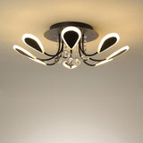 Modern LED Crystal Flush Mount Ceiling Light 8 Lights for Luxury Indoor Home Lighting