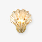 Scalloped Glass Shell Wall Sconce Set of 2 with Brass Finish for Indoor Lighting