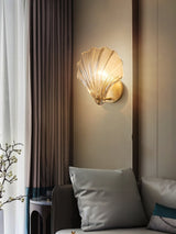 Scalloped Glass Shell Wall Sconce Set of 2 with Brass Finish for Indoor Lighting