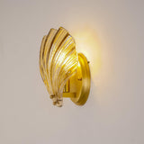 Scalloped Glass Shell Wall Sconce Set of 2 with Brass Finish for Indoor Lighting