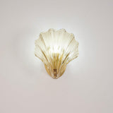 Scalloped Glass Shell Wall Sconce Set of 2 with Brass Finish for Indoor Lighting