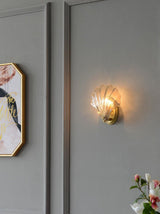 Scalloped Glass Shell Wall Sconce Set of 2 with Brass Finish for Indoor Lighting