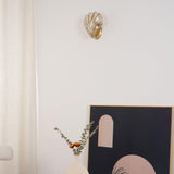 Scalloped Glass Shell Wall Sconce Set of 2 with Brass Finish for Indoor Lighting