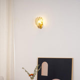 Scalloped Glass Shell Wall Sconce Set of 2 with Brass Finish for Indoor Lighting