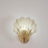 Scalloped Glass Shell Wall Sconce Set of 2 with Brass Finish for Indoor Lighting