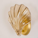 Scalloped Glass Shell Wall Sconce Set of 2 with Brass Finish for Indoor Lighting