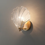 Scalloped Glass Shell Wall Sconce Set of 2 with Brass Finish for Indoor Lighting