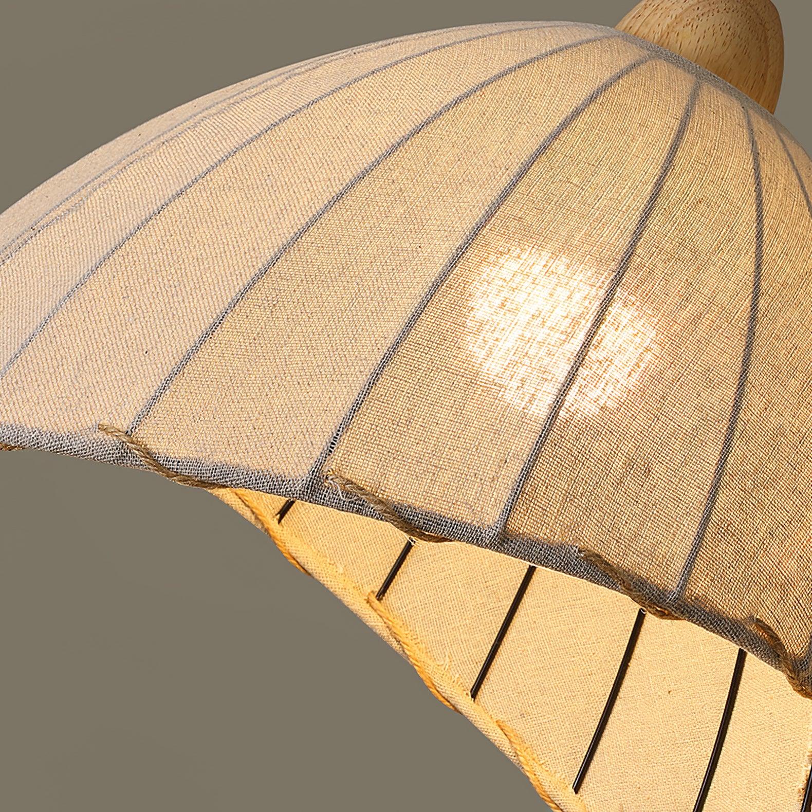Scandi Sanna Fabric Pendant Lamp with Wood Accents Modern Interior Hanging Light