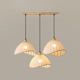 Scandi Sanna Fabric Pendant Lamp with Wood Accents Modern Interior Hanging Light