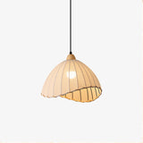 Scandi Sanna Fabric Pendant Lamp with Wood Accents Modern Interior Hanging Light