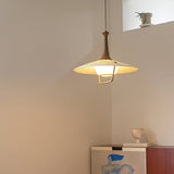 Scandinavian Eikon Hanging Pendant Lamp with Walnut Wood Neck and Fabric Shade