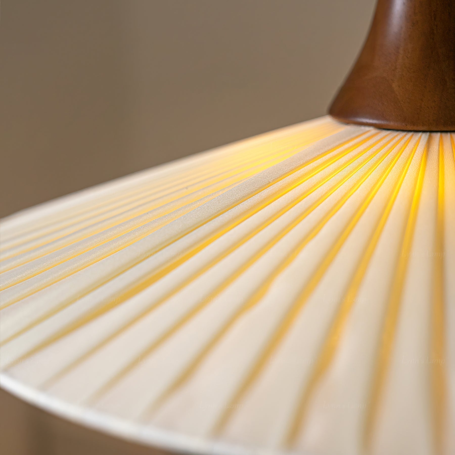 Scandinavian Eikon Hanging Pendant Lamp with Walnut Wood Neck and Fabric Shade
