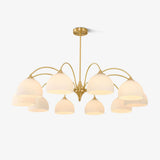 Scandinavian Striped Glass Bowl Chandelier Modern Gold Pendant Light for Dining Room
