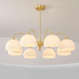 Scandinavian Striped Glass Bowl Chandelier Modern Gold Pendant Light for Dining Room