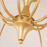 Scandinavian Striped Glass Bowl Chandelier Modern Gold Pendant Light for Dining Room