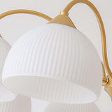 Scandinavian Striped Glass Bowl Chandelier Modern Gold Pendant Light for Dining Room