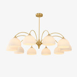 Scandinavian Striped Glass Bowl Chandelier Modern Gold Pendant Light for Dining Room