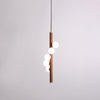 Scandinavian Vertical Wood Column Pendant Light with White Glass Orbs for Modern Home Decor