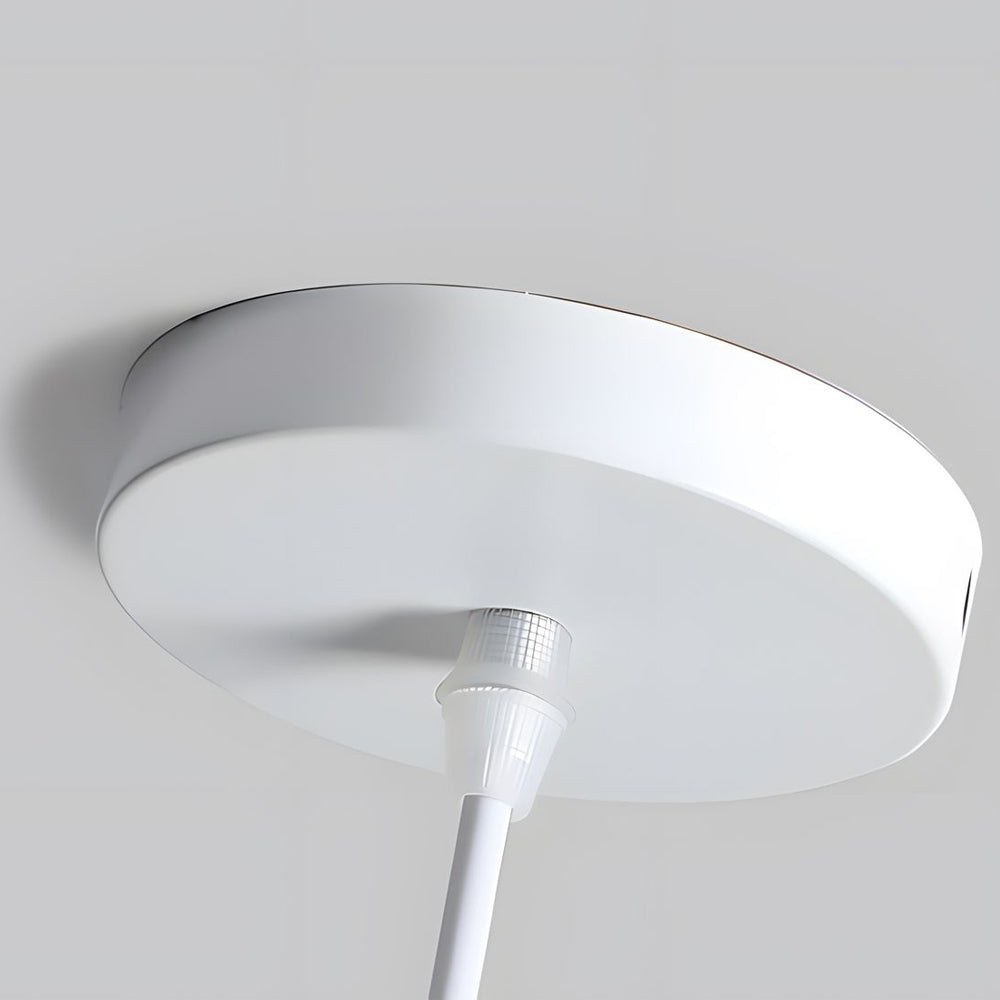 Scandinavian White Cone Hanging Light with Solid Wood Top for Dining Room