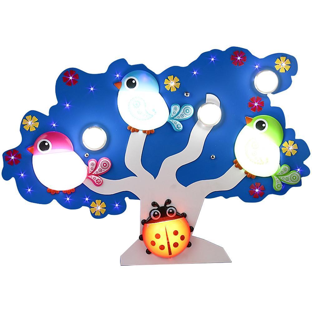 Modern Painted Glass Wildlife LED Ceiling Fixture for Baby Nursery and Kids Playroom