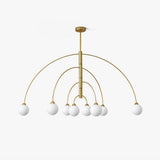 Sculptural Modern Glass Globe Chandelier with Curved Arms Mid Century Sputnik Ceiling Light