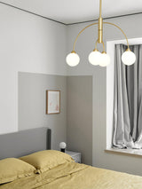 Sculptural Modern Glass Globe Chandelier with Curved Arms Mid Century Sputnik Ceiling Light