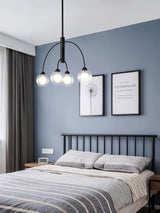 Sculptural Modern Glass Globe Chandelier with Curved Arms Mid Century Sputnik Ceiling Light