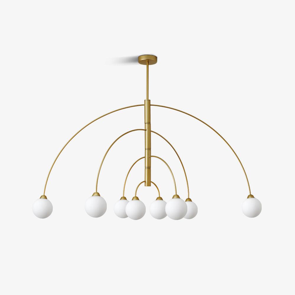 Sculptural Modern Glass Globe Chandelier with Curved Arms Mid Century Sputnik Ceiling Light