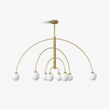 Sculptural Modern Glass Globe Chandelier with Curved Arms Mid Century Sputnik Ceiling Light
