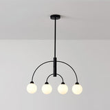 Sculptural Modern Glass Globe Chandelier with Curved Arms Mid Century Sputnik Ceiling Light