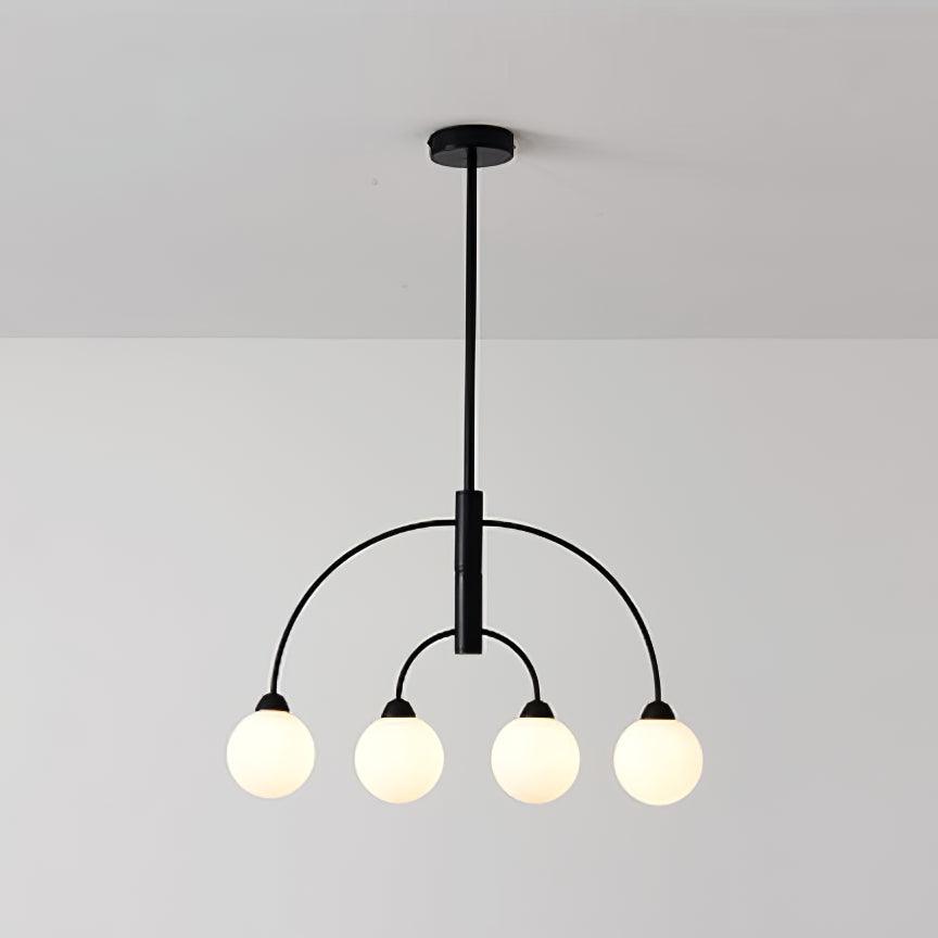 Sculptural Modern Glass Globe Chandelier with Curved Arms Mid Century Sputnik Ceiling Light