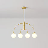 Sculptural Modern Glass Globe Chandelier with Curved Arms Mid Century Sputnik Ceiling Light