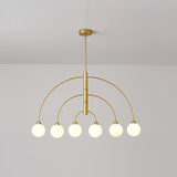 Sculptural Modern Glass Globe Chandelier with Curved Arms Mid Century Sputnik Ceiling Light