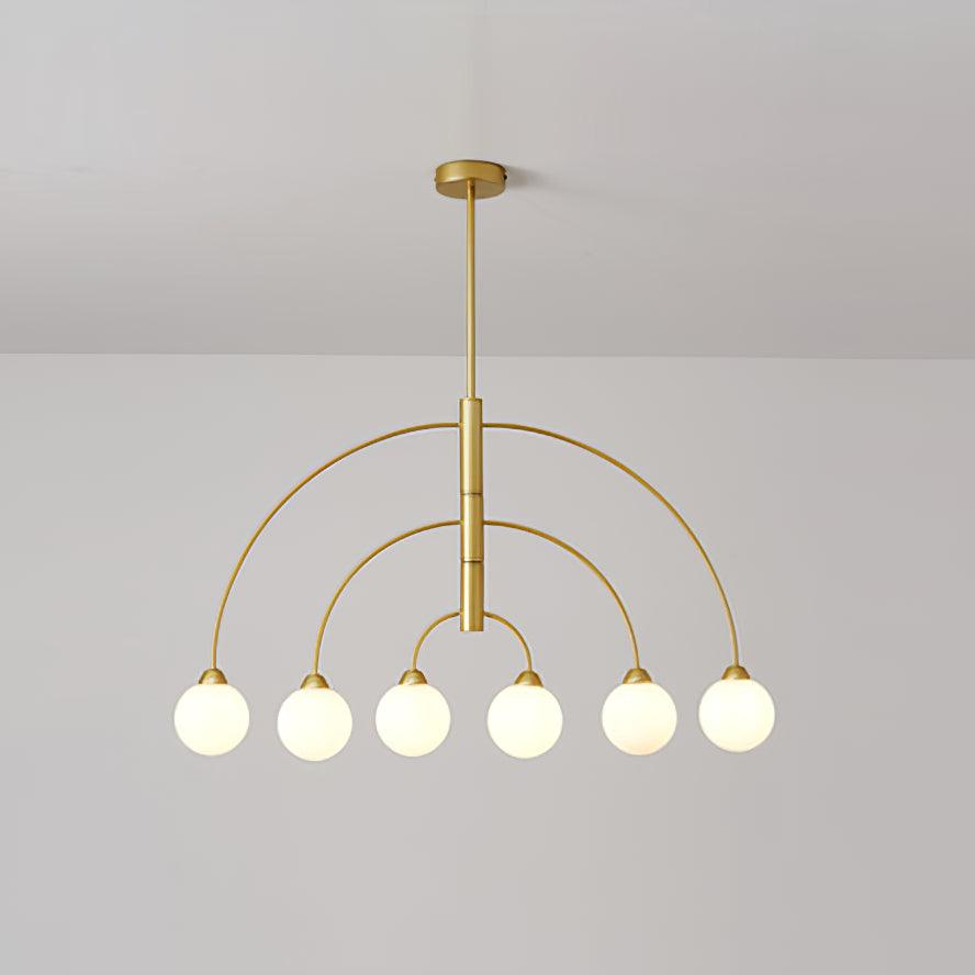 Sculptural Modern Glass Globe Chandelier with Curved Arms Mid Century Sputnik Ceiling Light