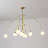 Sculptural Modern Glass Globe Chandelier with Curved Arms Mid Century Sputnik Ceiling Light