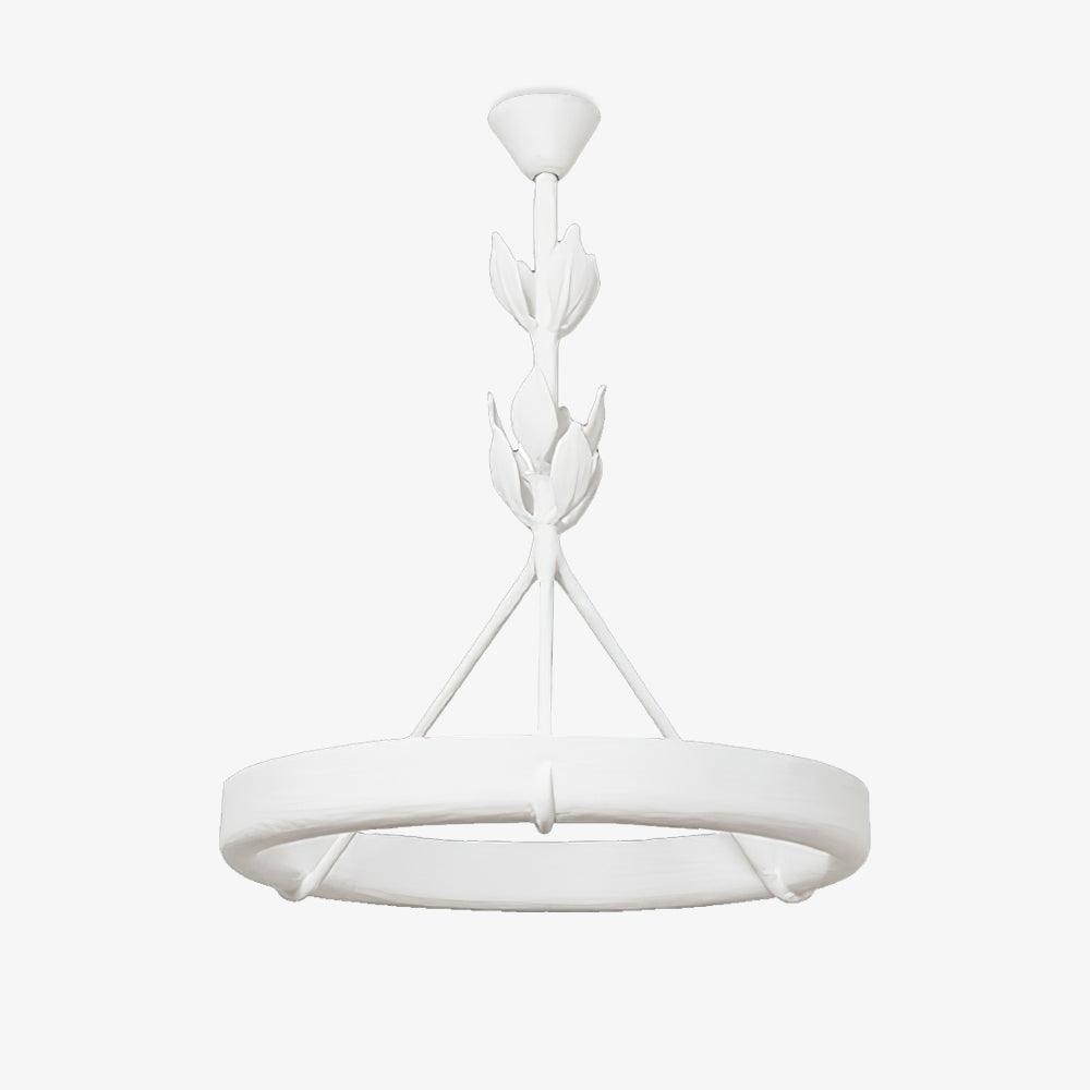 Sculptural White Plaster LED Chandelier Modern Pendant Light Fixture for Elegant Living Spaces