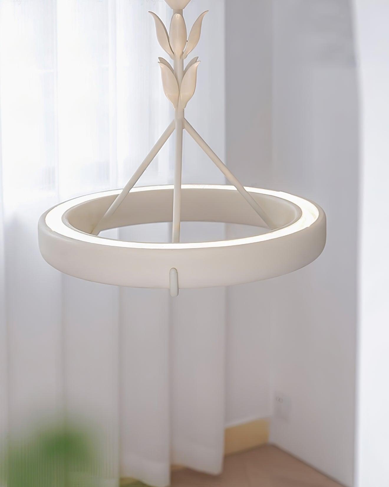 Sculptural White Plaster LED Chandelier Modern Pendant Light Fixture for Elegant Living Spaces