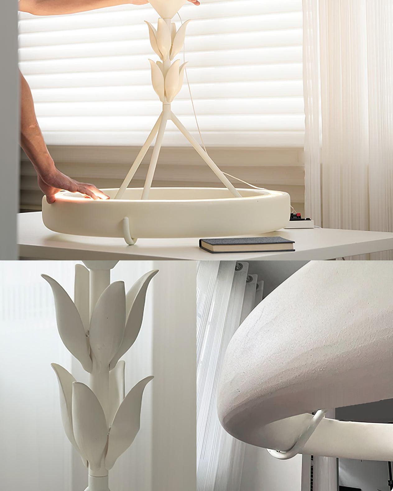 Sculptural White Plaster LED Chandelier Modern Pendant Light Fixture for Elegant Living Spaces