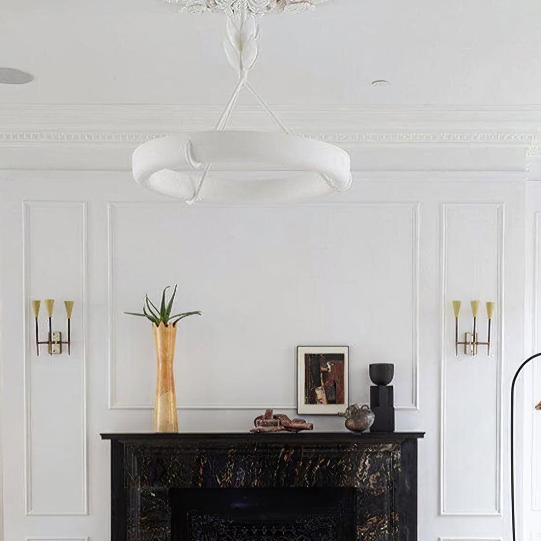 Sculptural White Plaster LED Chandelier Modern Pendant Light Fixture for Elegant Living Spaces