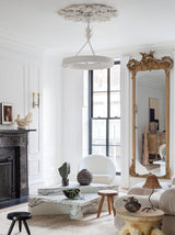 Sculptural White Plaster LED Chandelier Modern Pendant Light Fixture for Elegant Living Spaces