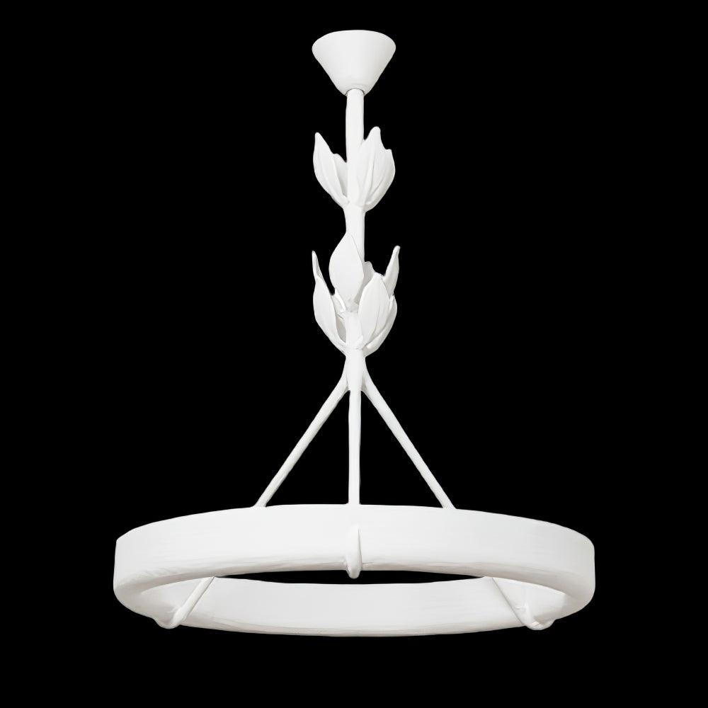 Sculptural White Plaster LED Chandelier Modern Pendant Light Fixture for Elegant Living Spaces