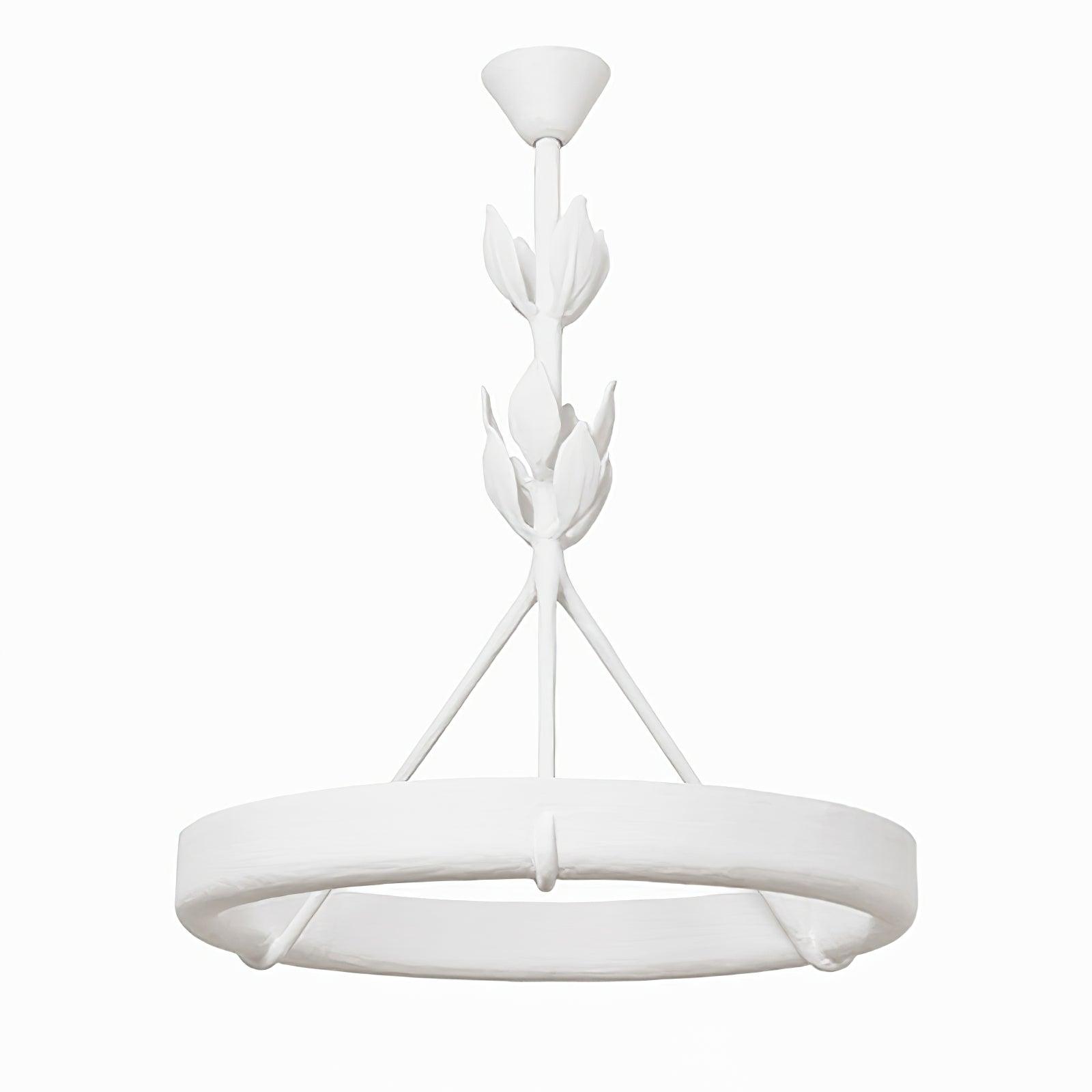 Sculptural White Plaster LED Chandelier Modern Pendant Light Fixture for Elegant Living Spaces