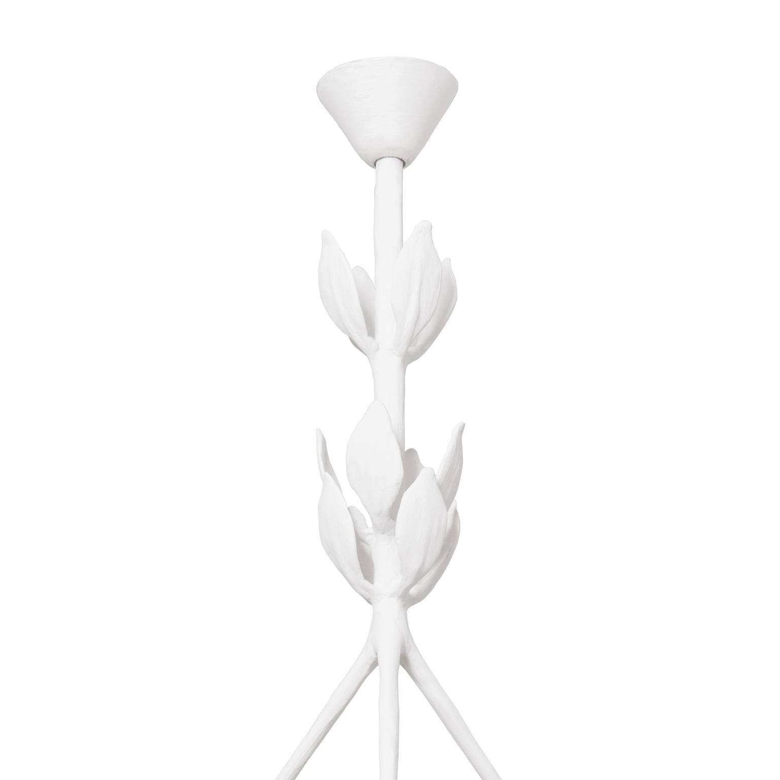 Sculptural White Plaster LED Chandelier Modern Pendant Light Fixture for Elegant Living Spaces