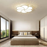 Modern White Flower Crystal Dimmable LED Ceiling Light Flush Mount Fixture for Home