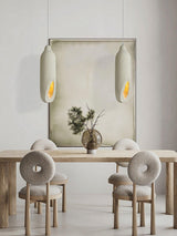 Seltanica Modern Drop Pendant Light Beige Polystyrene Textured Indoor Hanging Lamp
