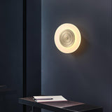 Set of 2 Modern Brass Round Moon LED Wall Sconce Lights for Bedroom and Living Room
