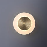 Set of 2 Modern Brass Round Moon LED Wall Sconce Lights for Bedroom and Living Room