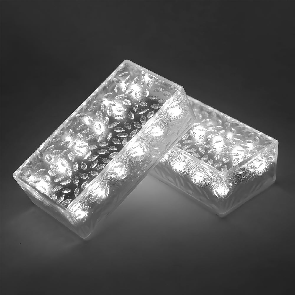 Set of 2 Modern Rectangular Solar LED Brick Lights for Outdoor Garden Paths and Walkway Ambiance