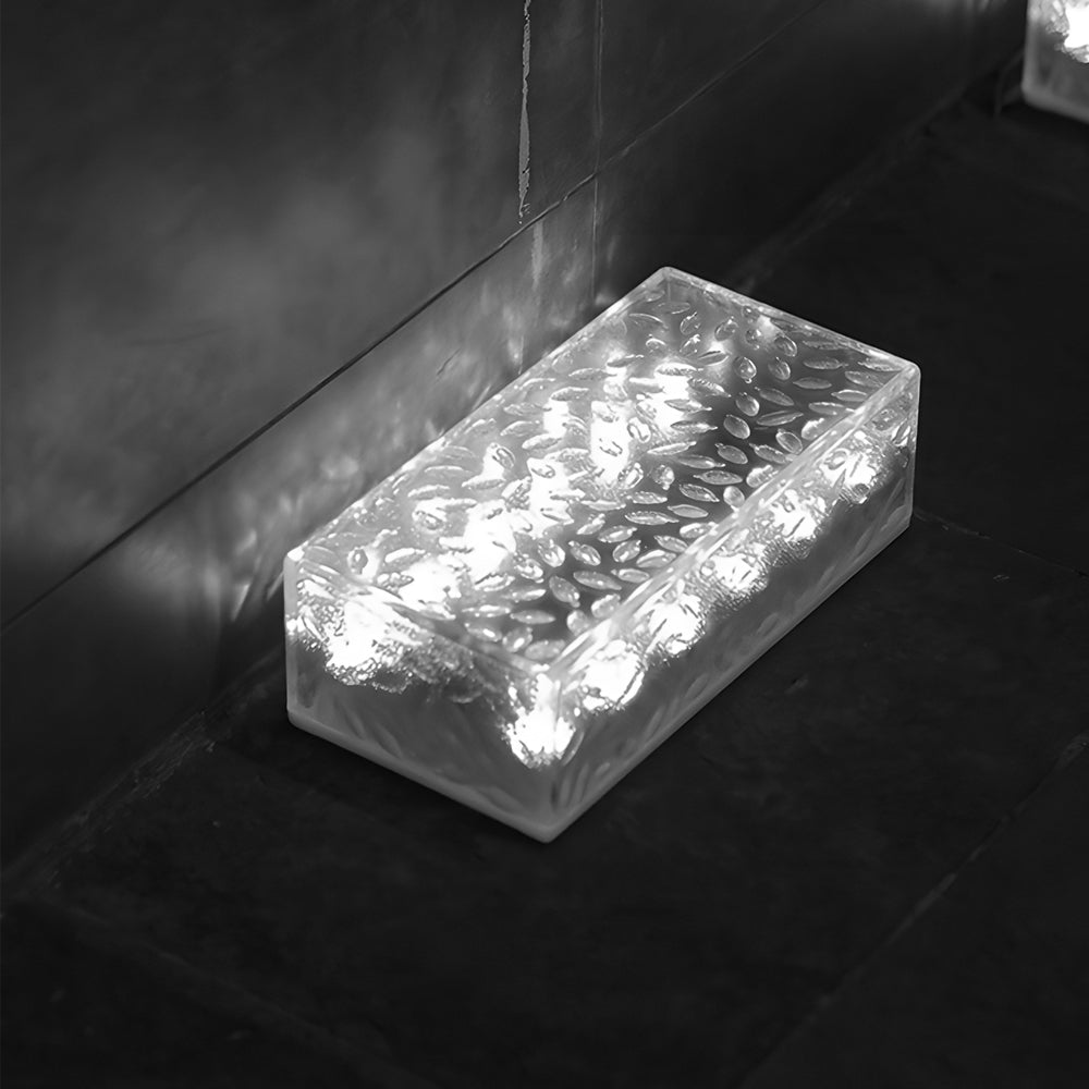 Set of 2 Modern Rectangular Solar LED Brick Lights for Outdoor Garden Paths and Walkway Ambiance