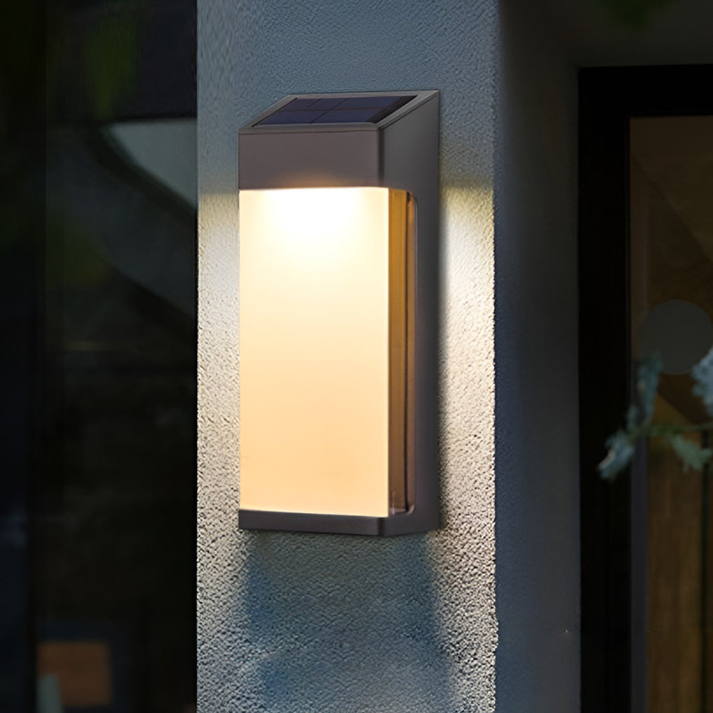 Set of 2 Rectangular Solar Outdoor Wall Lights Waterproof LED Sconces for Porch and Garden